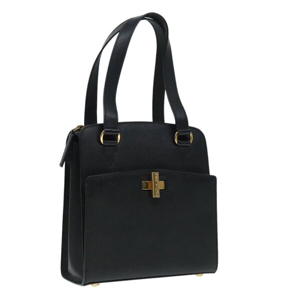 CELINE Hand Bag Leather Black Gold Auth 92770 - Picture 1 of 14